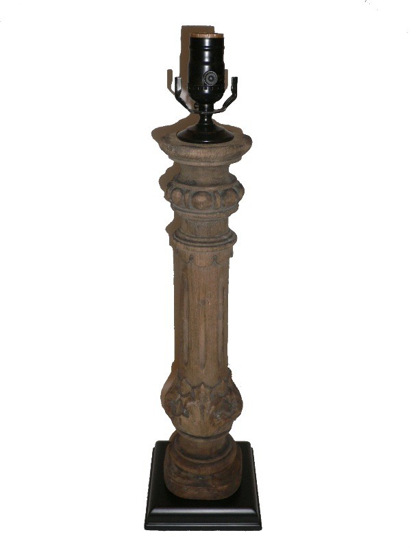 SOLD Fascinating Pair of Table Lamps, Crafted from Carved Antique Balustrades-15737