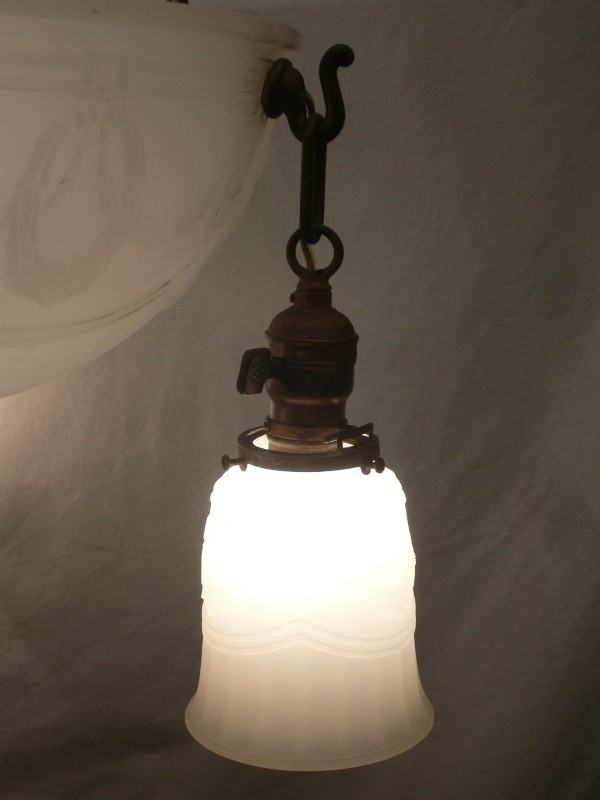 SOLD Gorgeous Antique Neoclassical Four-Light Inverted Dome Chandelier with Original Opaline Shades, Late 1800’s-15800
