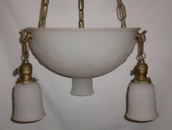 SOLD Gorgeous Antique Neoclassical Four-Light Inverted Dome Chandelier with Original Opaline Shades, Late 1800’s-15802