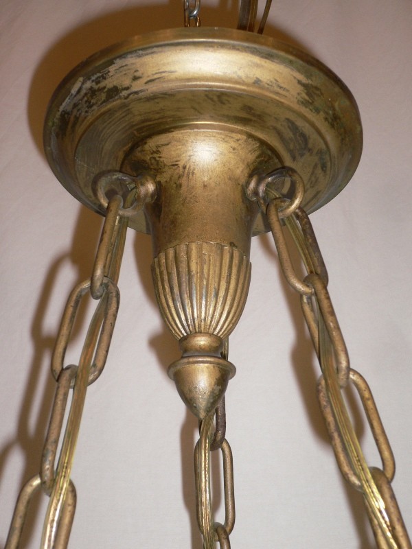 SOLD Gorgeous Antique Neoclassical Four-Light Inverted Dome Chandelier with Original Opaline Shades, Late 1800’s-15804