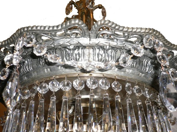 SOLD Splendid Antique Silver Plated Five-Tiered “Wedding Cake” Chandelier-15809