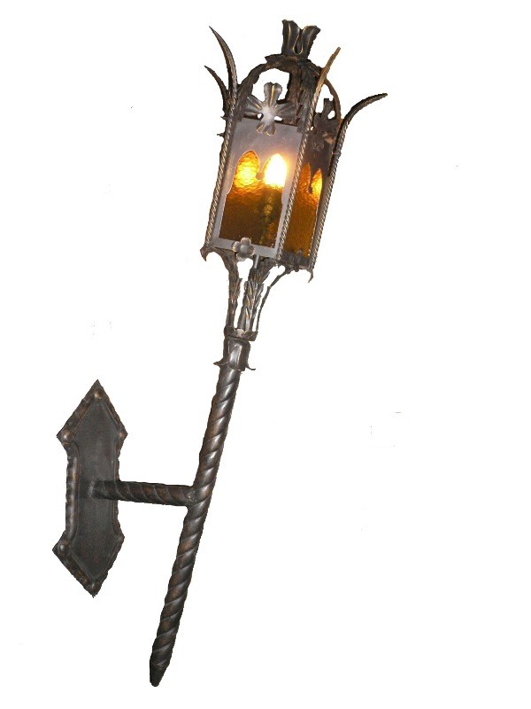 SOLD Large Vintage Pair of Gothic Revival Lantern Sconces-15814