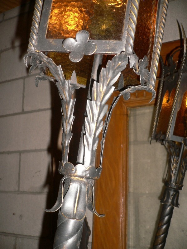SOLD Large Vintage Pair of Gothic Revival Lantern Sconces-15818