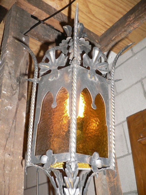 SOLD Large Vintage Pair of Gothic Revival Lantern Sconces-15820