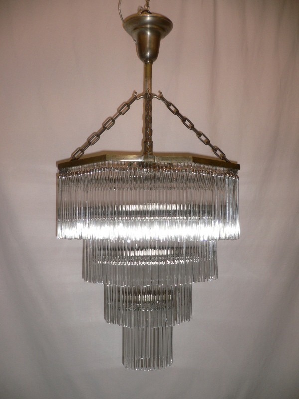 SOLD Gorgeous Antique Silver Plate & Brass Four-Tiered “Wedding Cake” Chandelier, Late 1800’s-15822