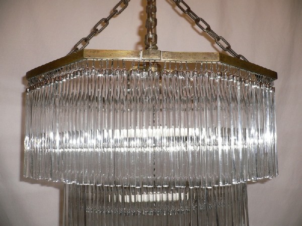 SOLD Gorgeous Antique Silver Plate & Brass Four-Tiered “Wedding Cake” Chandelier, Late 1800’s-15825