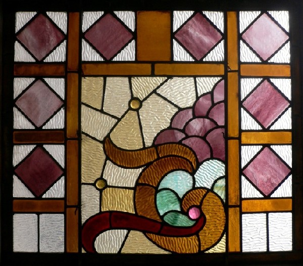 SOLD Remarkable Antique American Art Nouveau Stained Glass Window-15938
