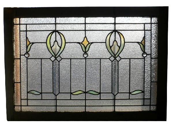 SOLD Beautiful Antique American Jeweled Stained Glass Window, Pastel Colors-0