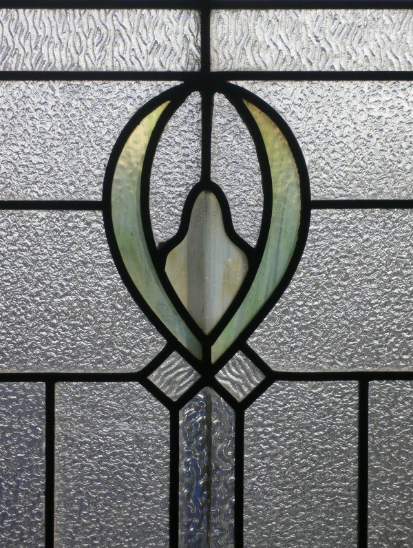 SOLD Beautiful Antique American Jeweled Stained Glass Window, Pastel Colors-15971