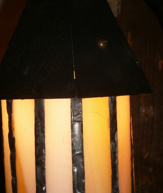 SOLD Striking Pair of Antique English Tudor Exterior Lantern Sconces, Signed N. L. & S. Co.-15650