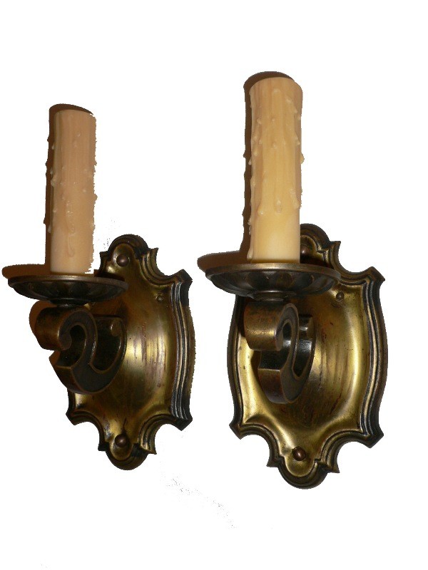 SOLD Fabulous Pair of Antique Neoclassical Cast Brass Sconces, Early 1900’s-0