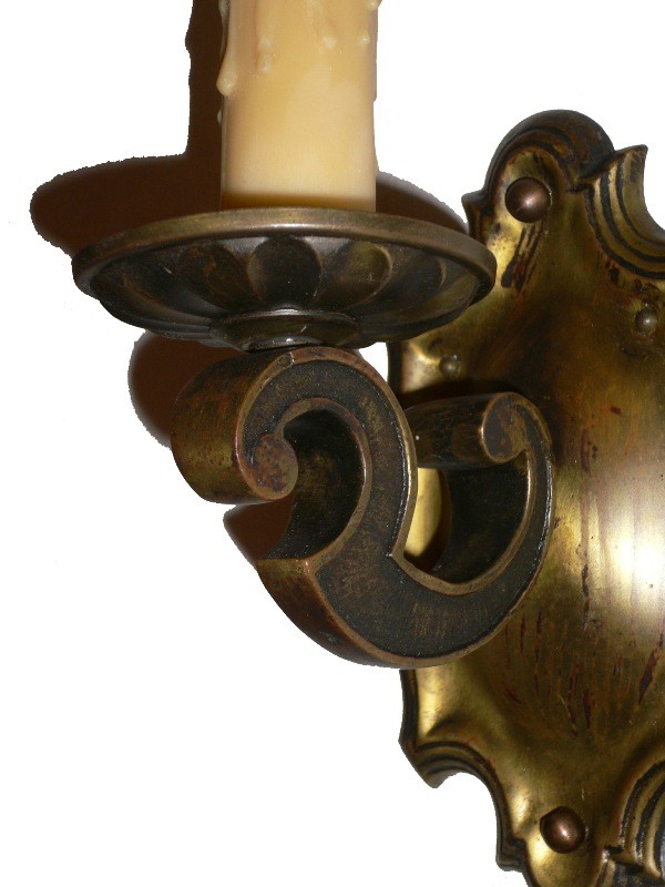 SOLD Fabulous Pair of Antique Neoclassical Cast Brass Sconces, Early 1900’s-16011