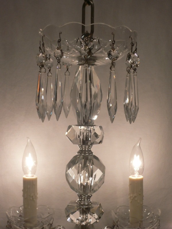 SOLD Sparkling Antique Glass Six-Light Chandelier-16082