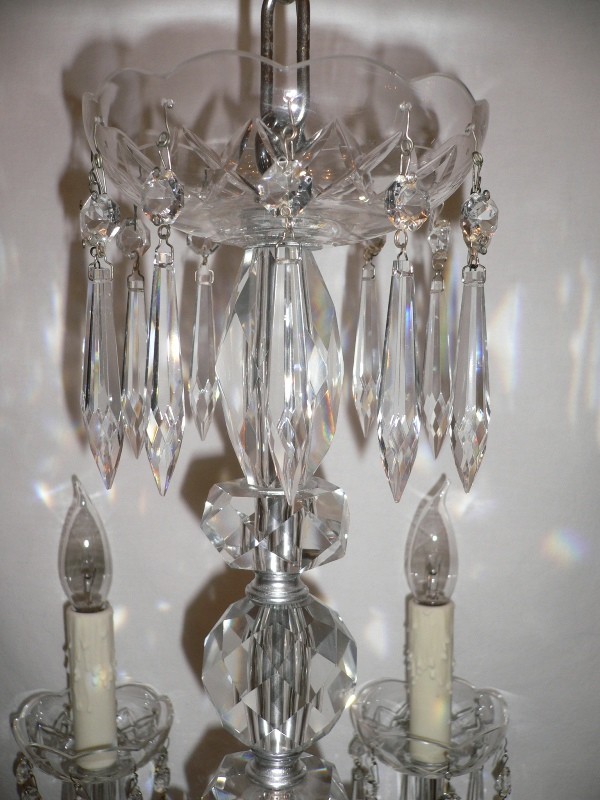 SOLD Sparkling Antique Glass Six-Light Chandelier-16084