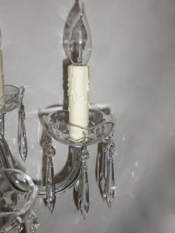 SOLD Sparkling Antique Glass Six-Light Chandelier-16086