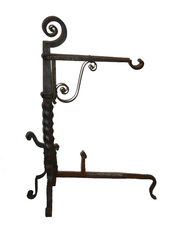 SOLD Wonderful Pair of Antique Hand-Forged Iron Andirons, 19th Century-16106