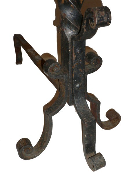 SOLD Wonderful Pair of Antique Hand-Forged Iron Andirons, 19th Century-16109