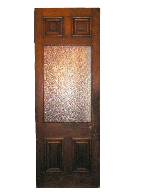 SOLD Large Antique Oak Door with Original Florentine Glass, c. 1870-0