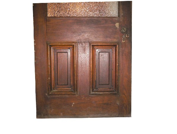 SOLD Large Antique Oak Door with Original Florentine Glass, c. 1870-16171