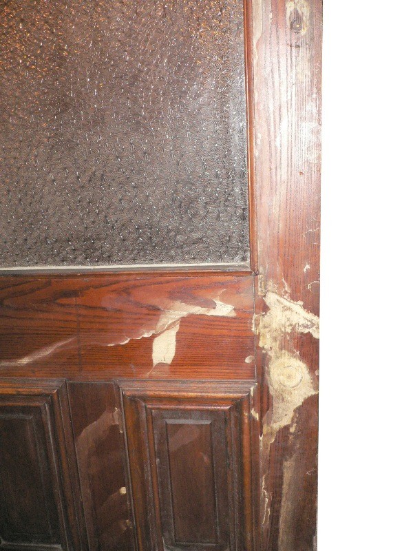 SOLD Large Antique Oak Door with Original Florentine Glass, c. 1870-16173