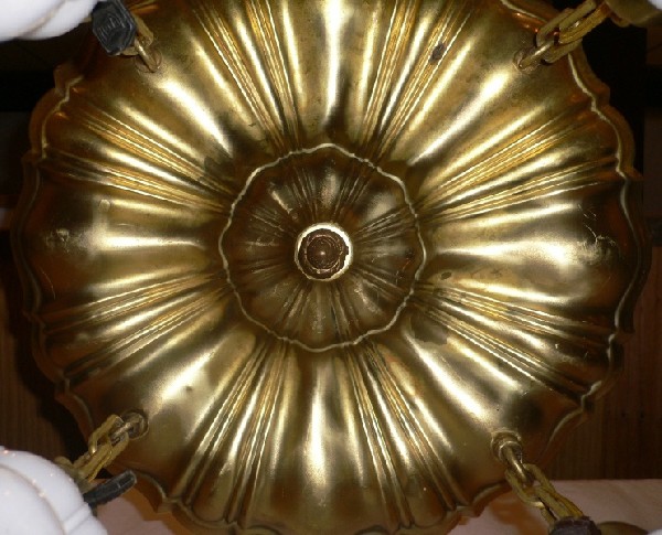 SOLD Remarkable Antique Sheffield-Style Flush Mount Four-Light Brass Chandelier-16193