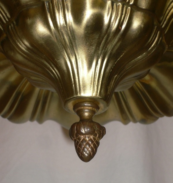 SOLD Remarkable Antique Sheffield-Style Flush Mount Four-Light Brass Chandelier-16194