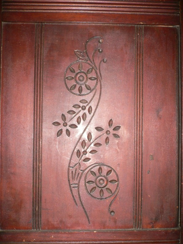 SOLD Massive Antique Carved Mahogany Wardrobe Front, Aesthetic Movement, c. 1880-16216