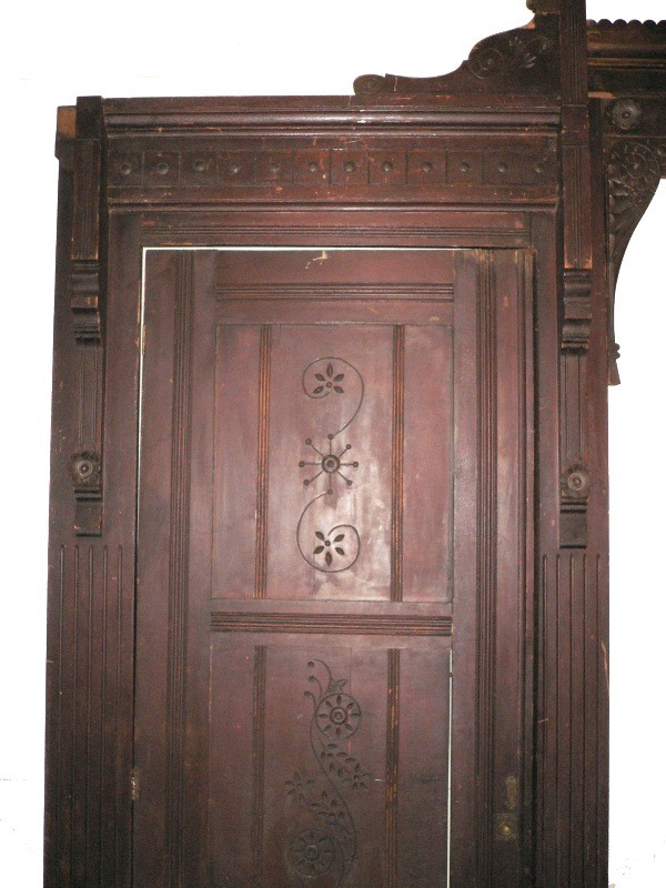SOLD Massive Antique Carved Mahogany Wardrobe Front, Aesthetic Movement, c. 1880-16218