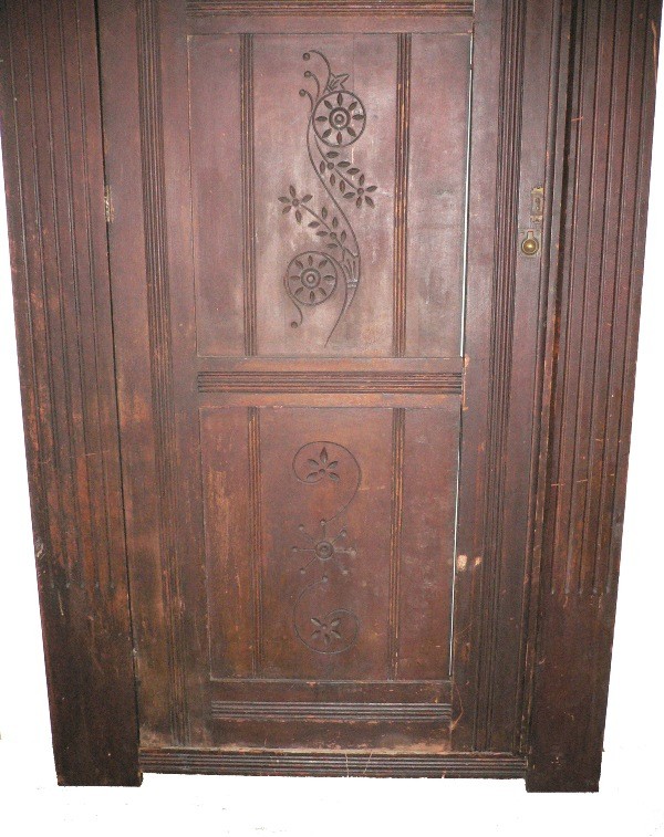 SOLD Massive Antique Carved Mahogany Wardrobe Front, Aesthetic Movement, c. 1880-16222