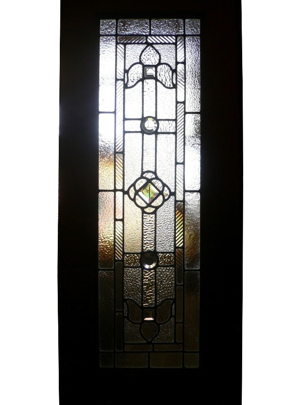 SOLD Splendid Antique Pair of Doors with Fabulous Leaded Glass, c. 1890, Stylized Fleur-de-Lis-16234