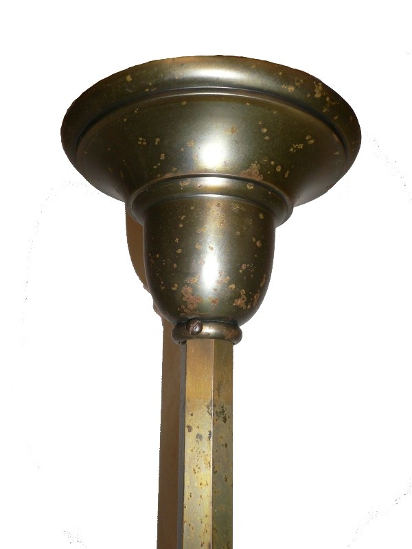 SOLD Marvelous Antique Neoclassical Brass Six-Light Gas & Electric Chandelier, Fleur-de-Lis-16273