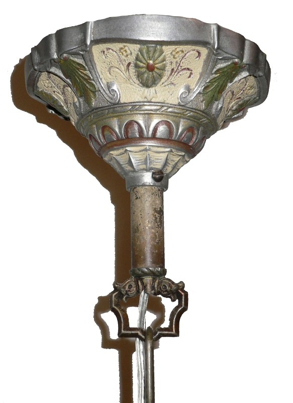 SOLD Stunning Antique Six-Light Chandelier with Original Polychrome Finish-16320