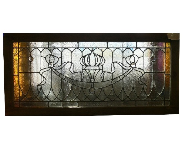 SOLD Fascinating Antique Jeweled Leaded Glass Window, c. 1900-16330