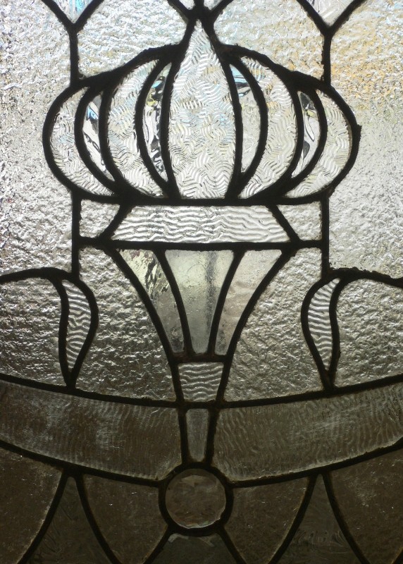 SOLD Fascinating Antique Jeweled Leaded Glass Window, c. 1900-16333