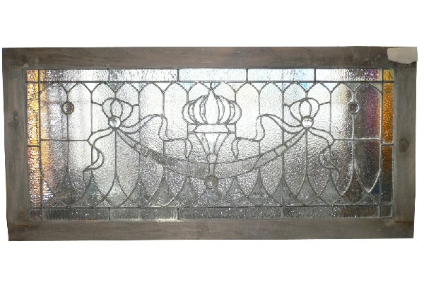 SOLD Fascinating Antique Jeweled Leaded Glass Window, c. 1900-16335