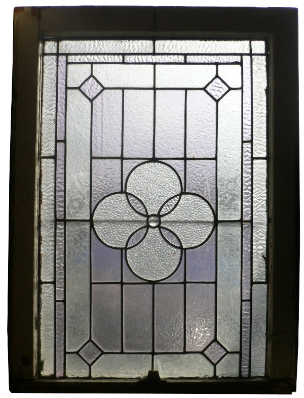 SOLD Attractive Antique American Jeweled Stained Glass Window, Periwinkle Blue, c. 1900-0