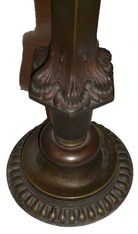 SOLD Striking Antique Art Nouveau Newel Post Lamp, Original Glass, Polychrome Finish-16390