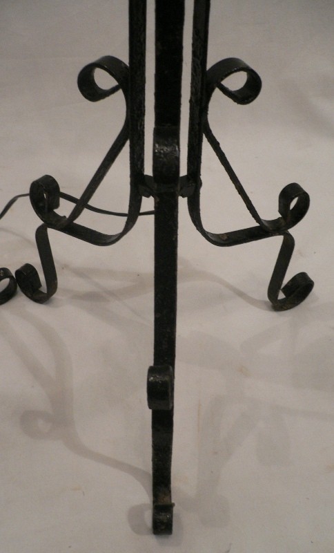 SOLD Fabulous Pair of Lamps, Crafted from Antique 1800’s Forged Iron Plant Stands-16412