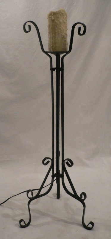 SOLD Fabulous Pair of Lamps, Crafted from Antique 1800’s Forged Iron Plant Stands-16413