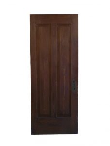 Antique Two-Panel Solid Wood Door, Vertical Panels, Stained Finish
