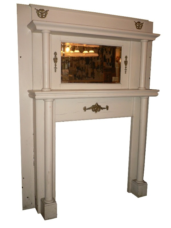 SOLD Beautiful Antique Transitional Victorian Oak Mantel with Mirror, c. 1910-0