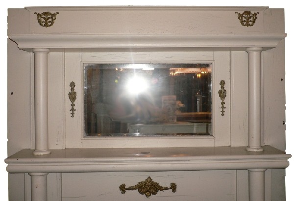 SOLD Beautiful Antique Transitional Victorian Oak Mantel with Mirror, c. 1910-16441