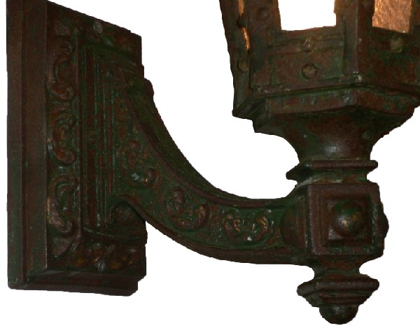 SOLD Remarkable Antique Cast Iron Exterior Lantern Sconce, c. 1905-16449