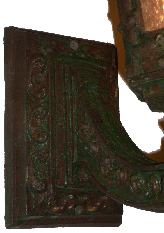 SOLD Remarkable Antique Cast Iron Exterior Lantern Sconce, c. 1905-16452