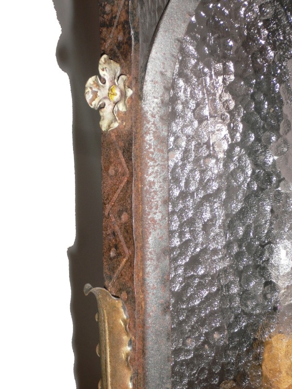 SOLD Unusual Antique Single-Light Gothic Revival Iron & Bronze Three-Sided Lantern-16488