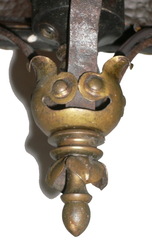 SOLD Unusual Antique Single-Light Gothic Revival Iron & Bronze Three-Sided Lantern-16491