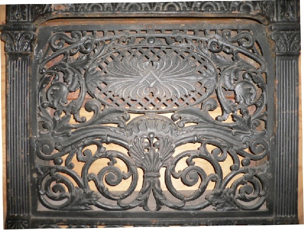 SOLD Gorgeous Antique Art Nouveau Cast Iron Summer Cover & Surround-16557