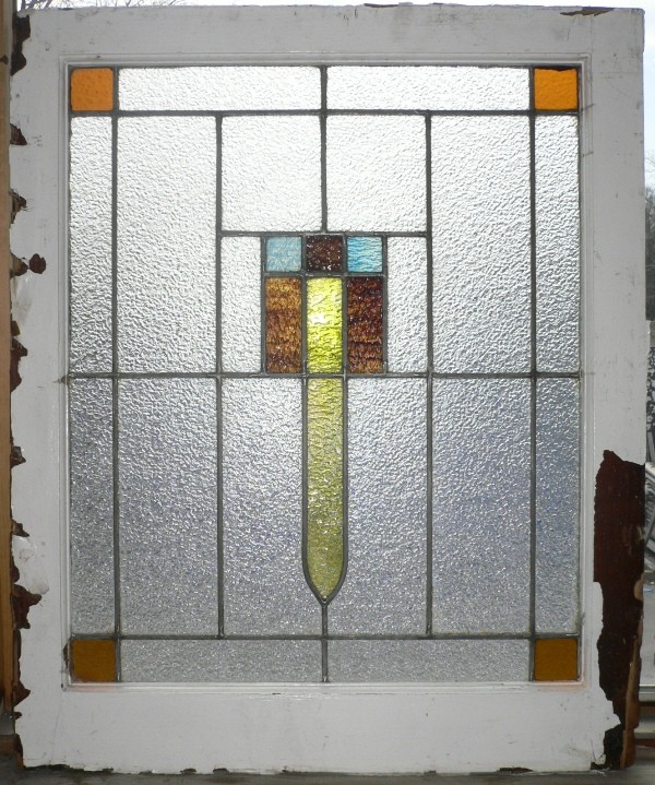 SOLD Handsome Antique American Art Deco Stained Glass Window, c. 1920’s-16582