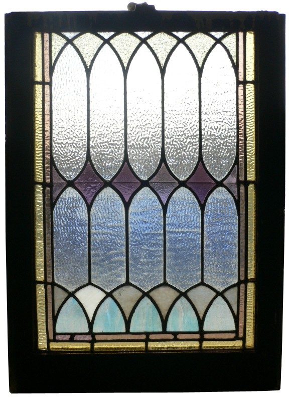 SOLD Beautiful Antique American Stained Glass Window, 19th Century, Lilac & Blue-16592