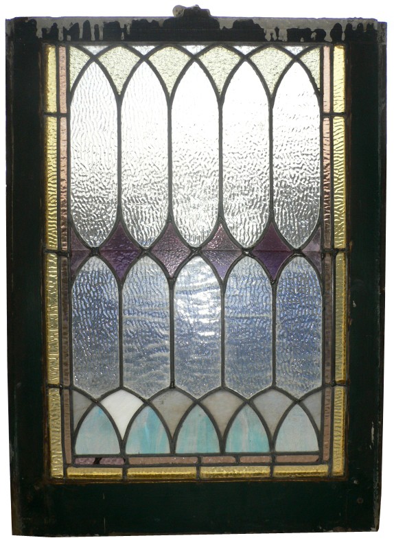 SOLD Beautiful Antique American Stained Glass Window, 19th Century, Lilac & Blue-0